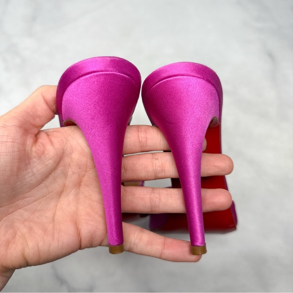 Christian Louboutin Vintage Joli-Noeud Silk Bow Slip On Mule Sandal Heel Pink 37 - Picture 10 of 16